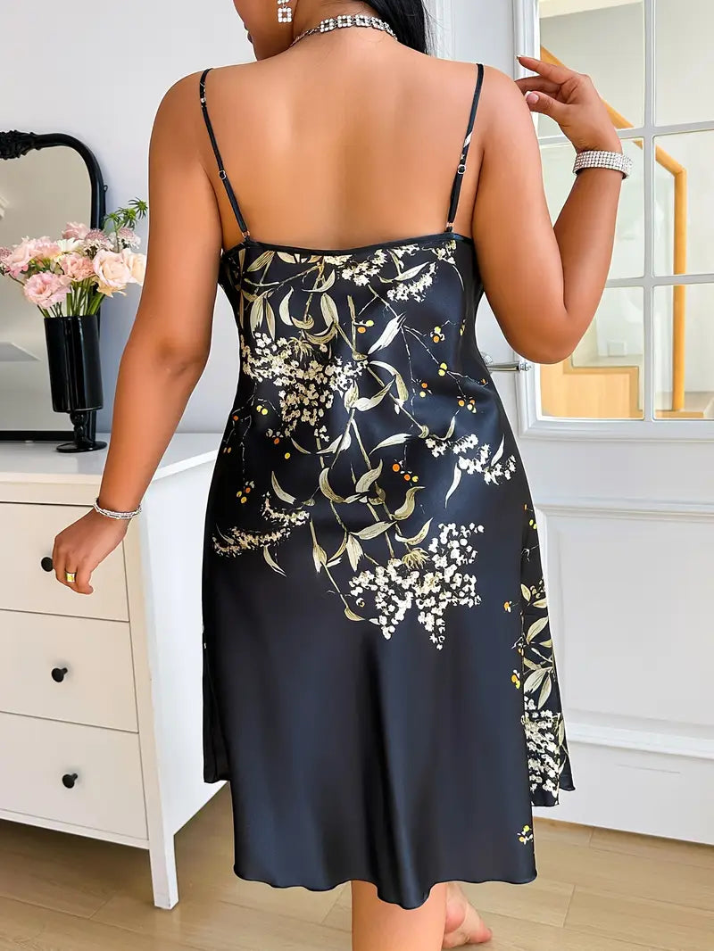 Vêtements de nuit femme en satin imprimé