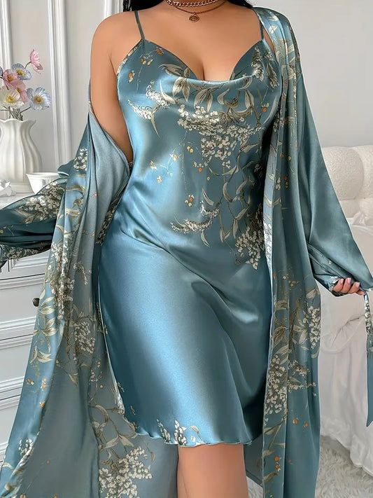 Vêtements de nuit femme en satin imprimé