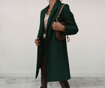 Veste élégante à manches longues et double boutonnage pour femme, longueur moyenne